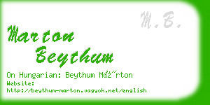 marton beythum business card